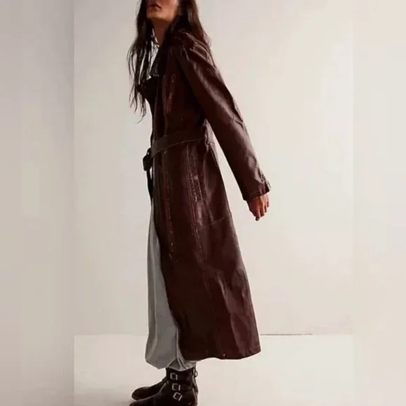 FREE PEOPLE VEGAN ISABELLE MOTO TRENCH COAT JACKET $298 UMBERT
HEART BROWN NWOT - Picture 3 of 4